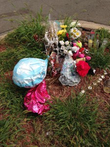Honoring life: memorial site of a young person who died from gun violence in north Minneapolis.