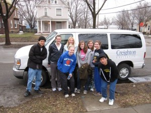 Creighton students arriving