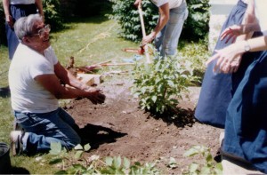 Helping us in the garden