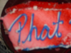 Picture taken of Phat Phat's shared birthday cake on July 4, 2010