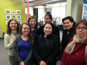 Anna and service friends volunteering at the phone bank. 