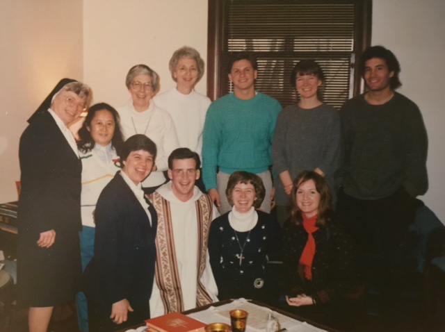 From the archives: Sister Jean and a community of friends at one of our first Christmas Liturgies in the 'Hood. The presider, Father Greg Tolaas, has also gone home to God.