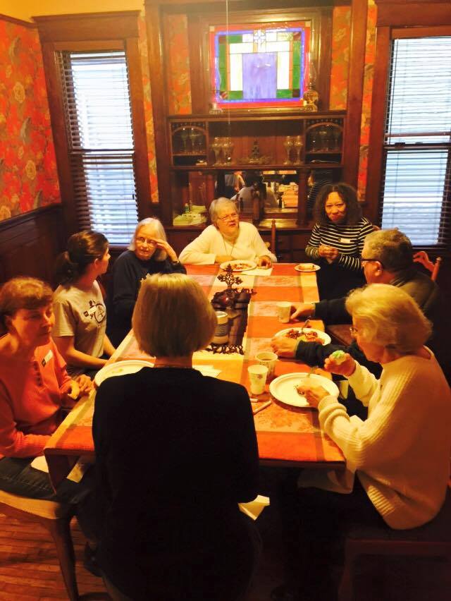 Sisters Suzanne and Karen share fellowship with neighbors and friends.