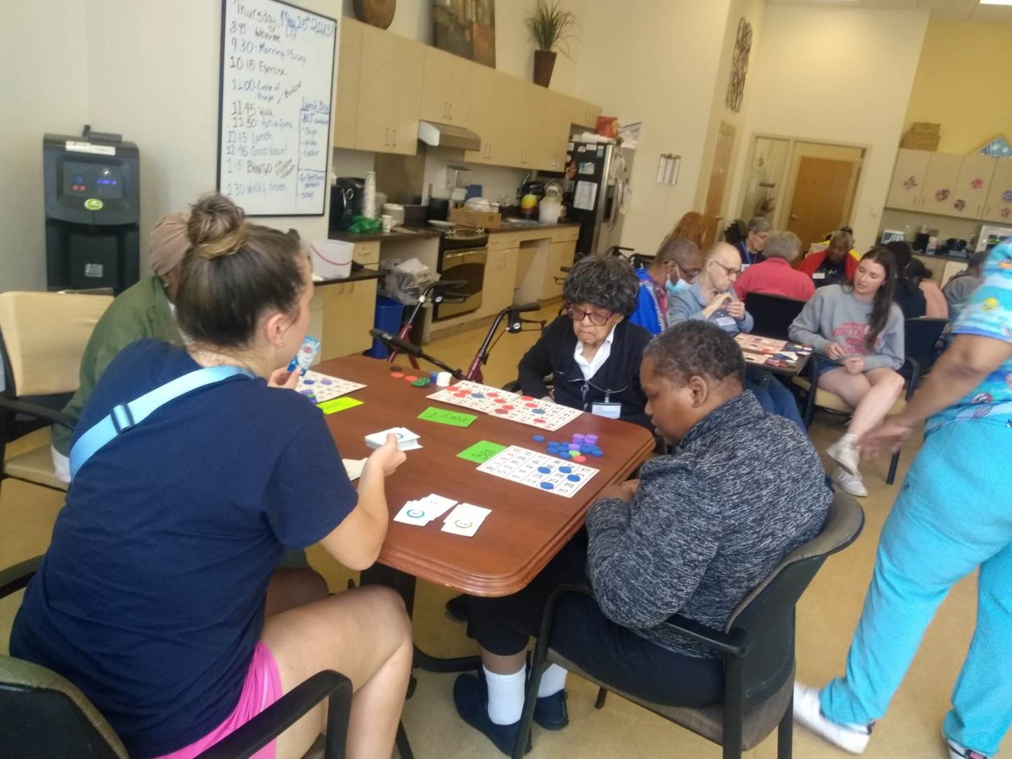 Playing bingo with elders